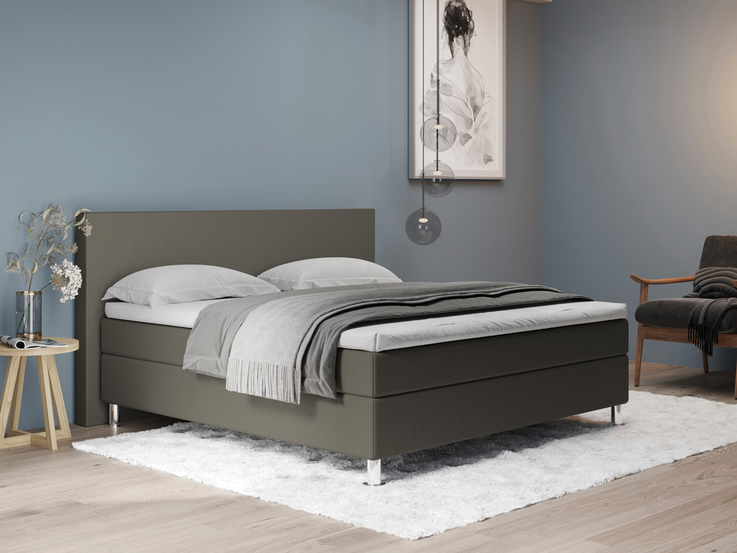 Aktionsbett 200 x 200 - Taupe dunkel