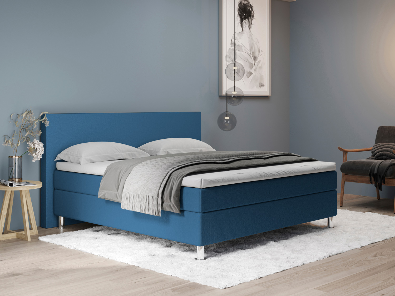 Aktionsbett 200 x 200 - Blau