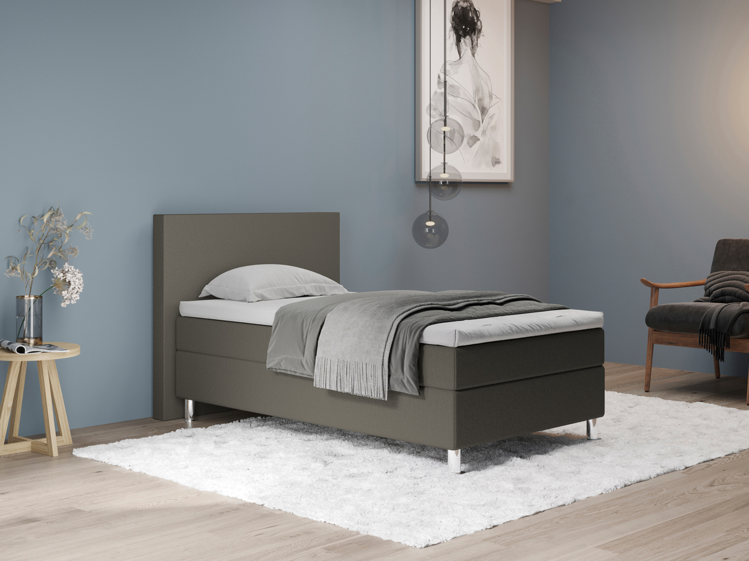 Aktionsbett 120 x 200 - Taupe dunkel