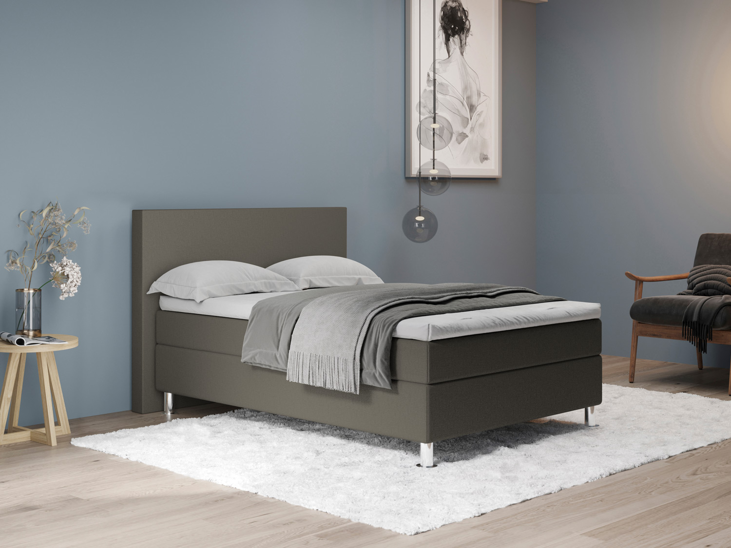 Aktionsbett 140 x 200 - Taupe dunkel